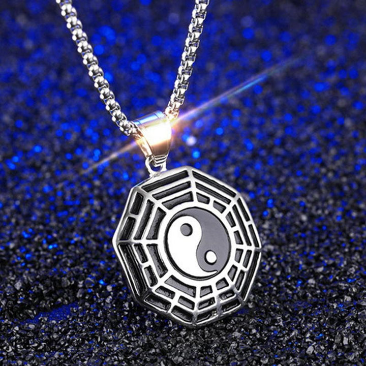 Buddha Stones ​​Titan Stahl Bagua Yin Yang Muster Balance Halskette Anhänger - image 11