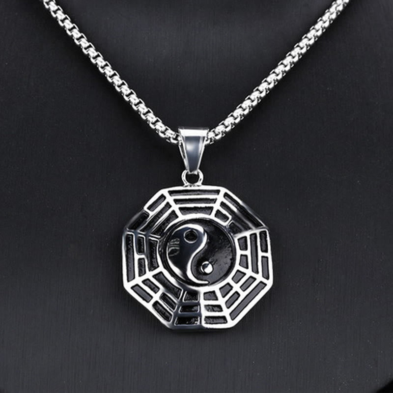 Buddha Stones ​​Titan Stahl Bagua Yin Yang Muster Balance Halskette Anhänger - image 15