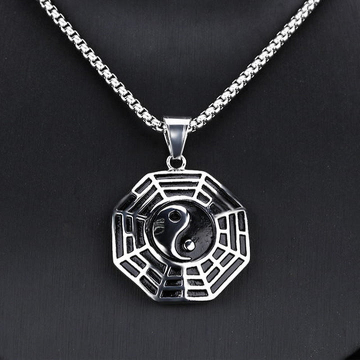Buddha Stones ​​Titan Stahl Bagua Yin Yang Muster Balance Halskette Anhänger - image 15