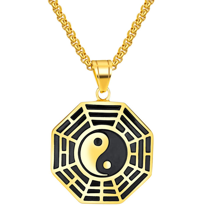 Buddha Stones ​​Titan Stahl Bagua Yin Yang Muster Balance Halskette Anhänger - image 6