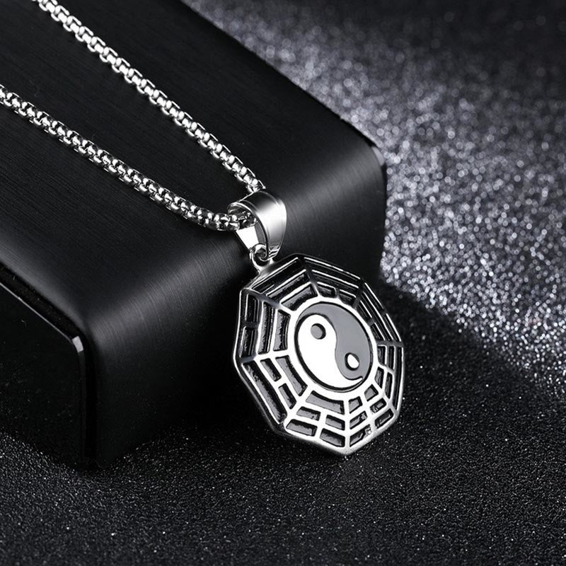 Buddha Stones ​​Titan Stahl Bagua Yin Yang Muster Balance Halskette Anhänger - image 12