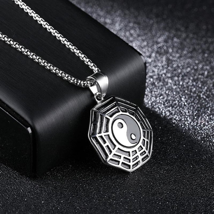 Buddha Stones ​​Titan Stahl Bagua Yin Yang Muster Balance Halskette Anhänger - image 12