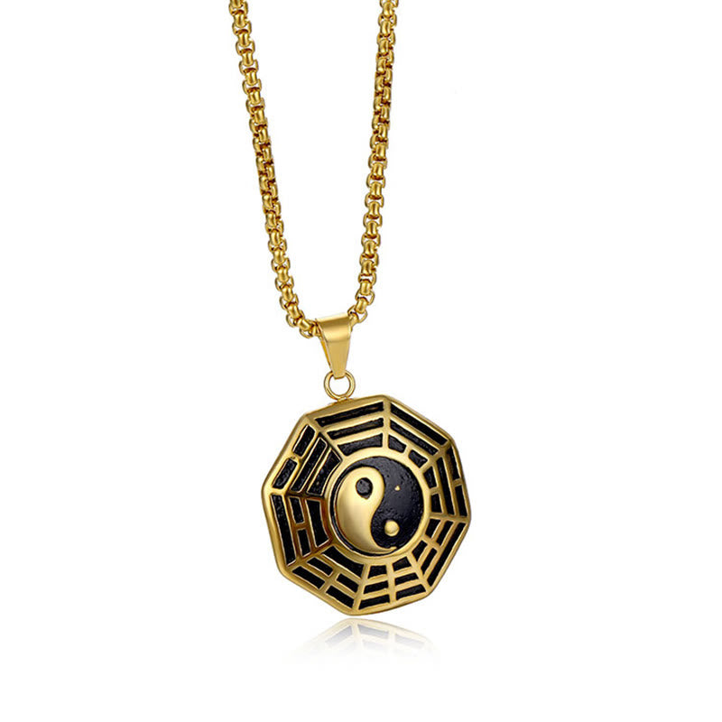 Buddha Stones ​​Titan Stahl Bagua Yin Yang Muster Balance Halskette Anhänger - image 4