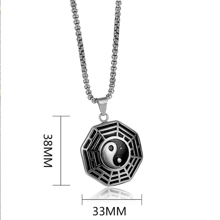 Buddha Stones ​​Titan Stahl Bagua Yin Yang Muster Balance Halskette Anhänger - image 18
