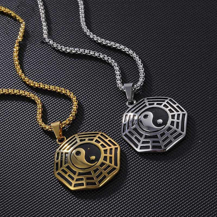 Buddha Stones ​​Titan Stahl Bagua Yin Yang Muster Balance Halskette Anhänger - image 20
