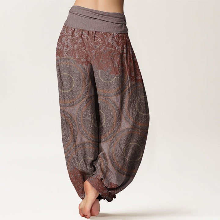 Lässige Haremshose mit Blumen-Kompass-Design für Damen mit elastischer Taille und Buddha Stones - image 7