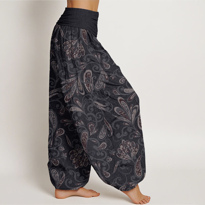Lässige Haremshose mit Blumenmuster und Buddha Stones für Damen, elastische Taille - image 2