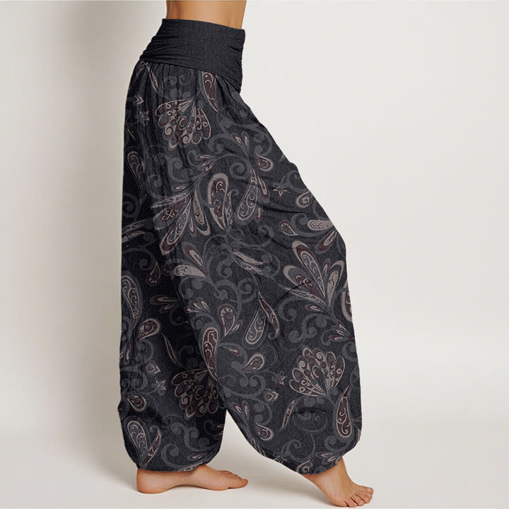 Lässige Haremshose mit Blumenmuster und Buddha Stones für Damen, elastische Taille - image 2
