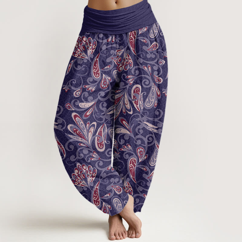 Lässige Haremshose aus Baumwolle mit Buddha Stones und Blütenblattmuster für Damen mit elastischem Bund - Mittelviolett - US22, UK/AU26, EU54 (6XL) - image 7