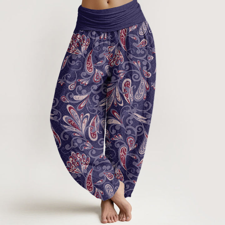 Lässige Haremshose aus Baumwolle mit Buddha Stones und Blütenblattmuster für Damen mit elastischem Bund - Mittelviolett - US22, UK/AU26, EU54 (6XL) - image 7