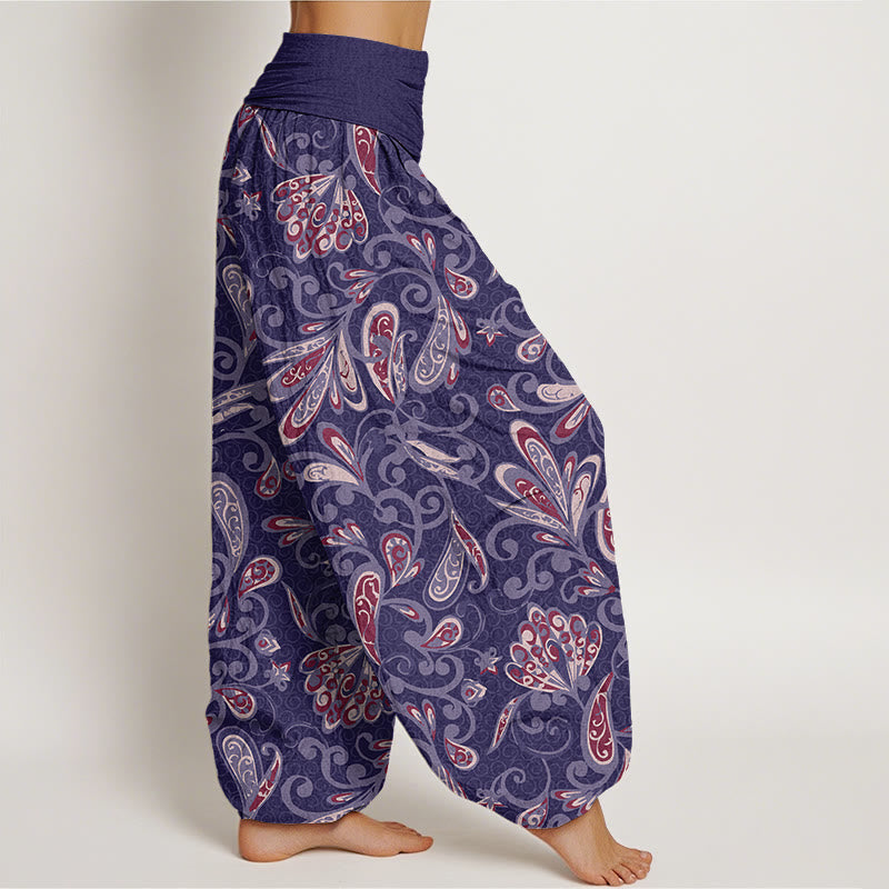 Lässige Haremshose mit Blumenmuster und Buddha Stones für Damen, elastische Taille - image 9