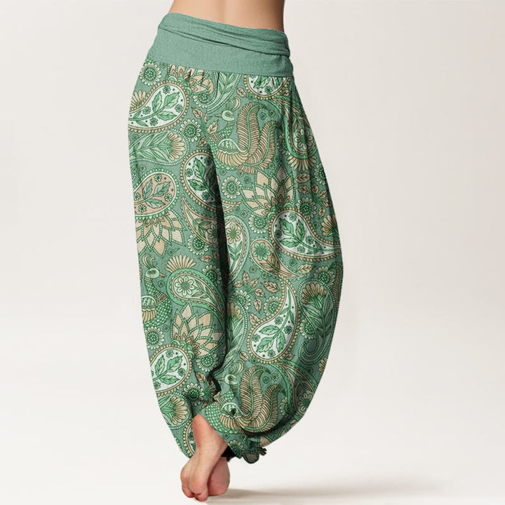 Haremshose für Damen mit elastischer Taille und Buddha Stones, Cashew-Blume, Pfau, Sonnenblume - image 7