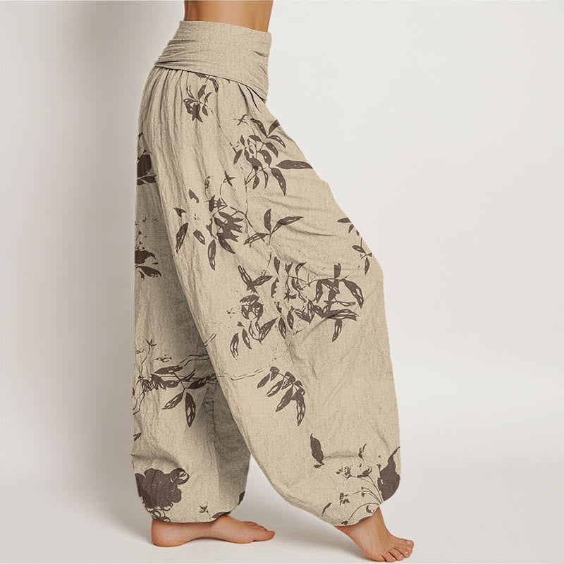 Haremshose für Damen mit Buddha Stones -Zweig-Muster und elastischer Taille - image 2