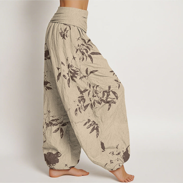 Haremshose für Damen mit Buddha Stones -Zweig-Muster und elastischer Taille - image 2