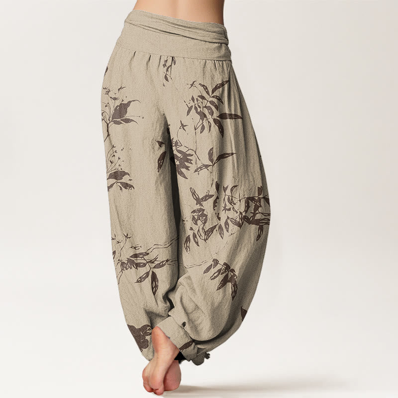 Haremshose für Damen mit Buddha Stones -Zweig-Muster und elastischer Taille - image 3