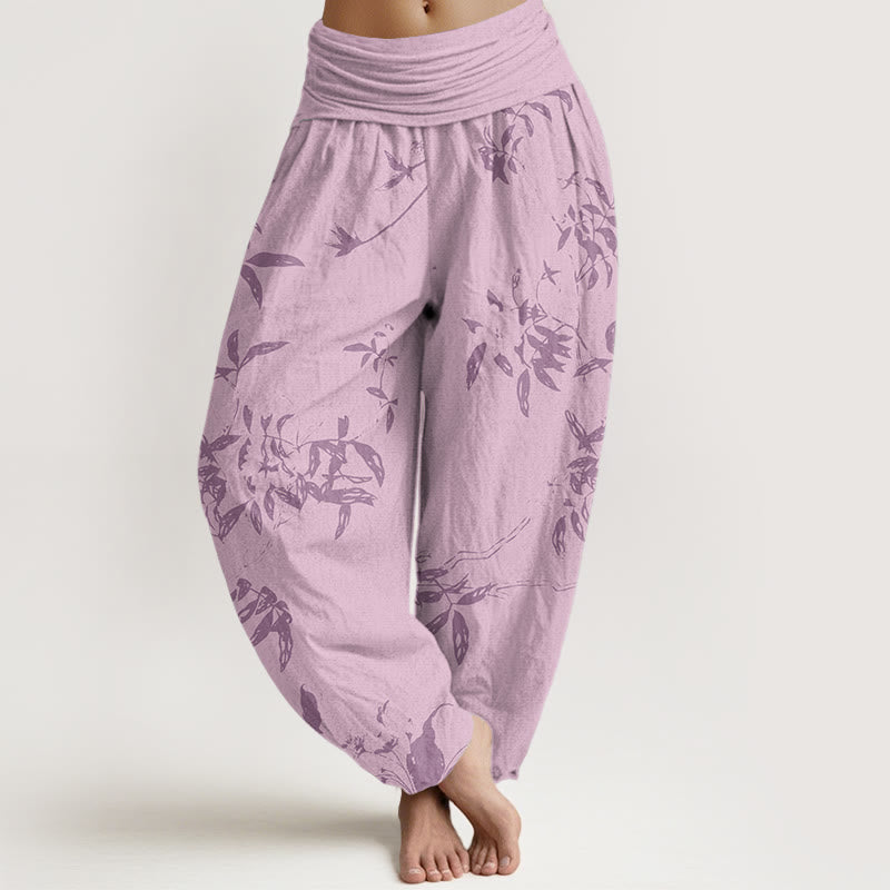 Haremshose für Damen mit Buddha Stones -Zweig-Muster und elastischer Taille - Rosa - US22， UK/AU26，EU54 (6XL) - image 8