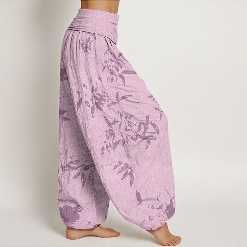 Haremshose für Damen mit Buddha Stones -Zweig-Muster und elastischer Taille - image 9