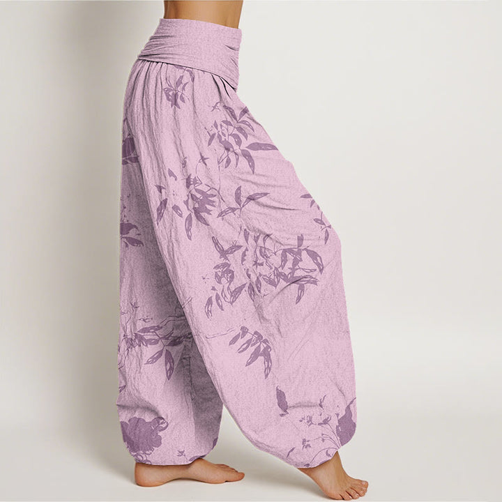 Haremshose für Damen mit Buddha Stones -Zweig-Muster und elastischer Taille - image 9