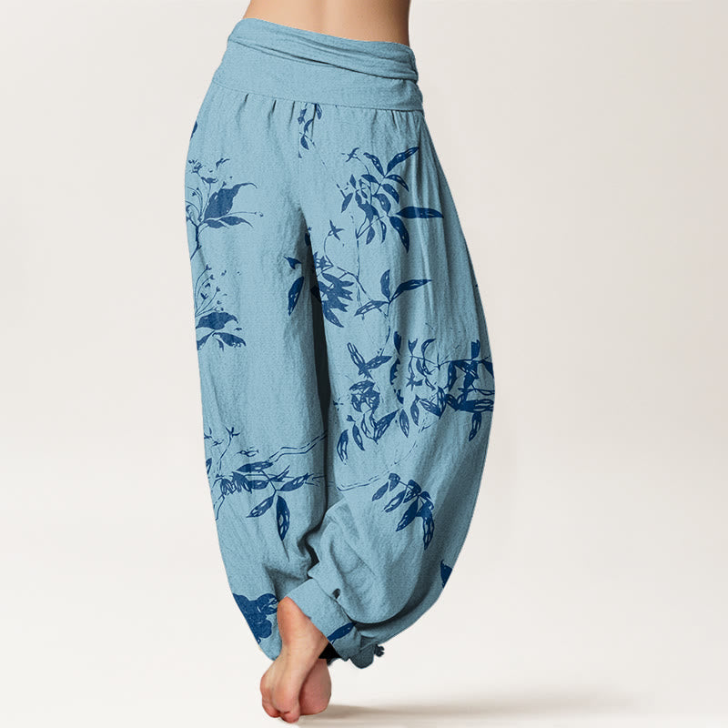 Haremshose für Damen mit Buddha Stones -Zweig-Muster und elastischer Taille - image 7