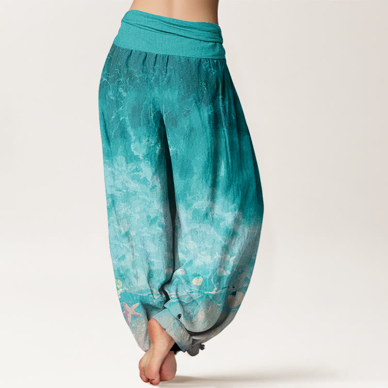 Buddha Stones Vast Ocean Pattern Damen Haremshose mit elastischer Taille - image 3