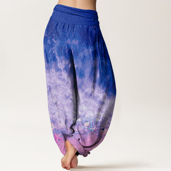 Buddha Stones Vast Ocean Pattern Damen Haremshose mit elastischer Taille - image 10