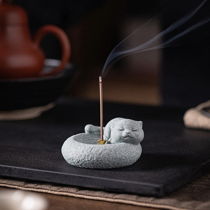 Buddha Stones, süße, faule, stehende Katze, heilender Weihrauchbrenner, Schreibtisch-Dekoration - image 15