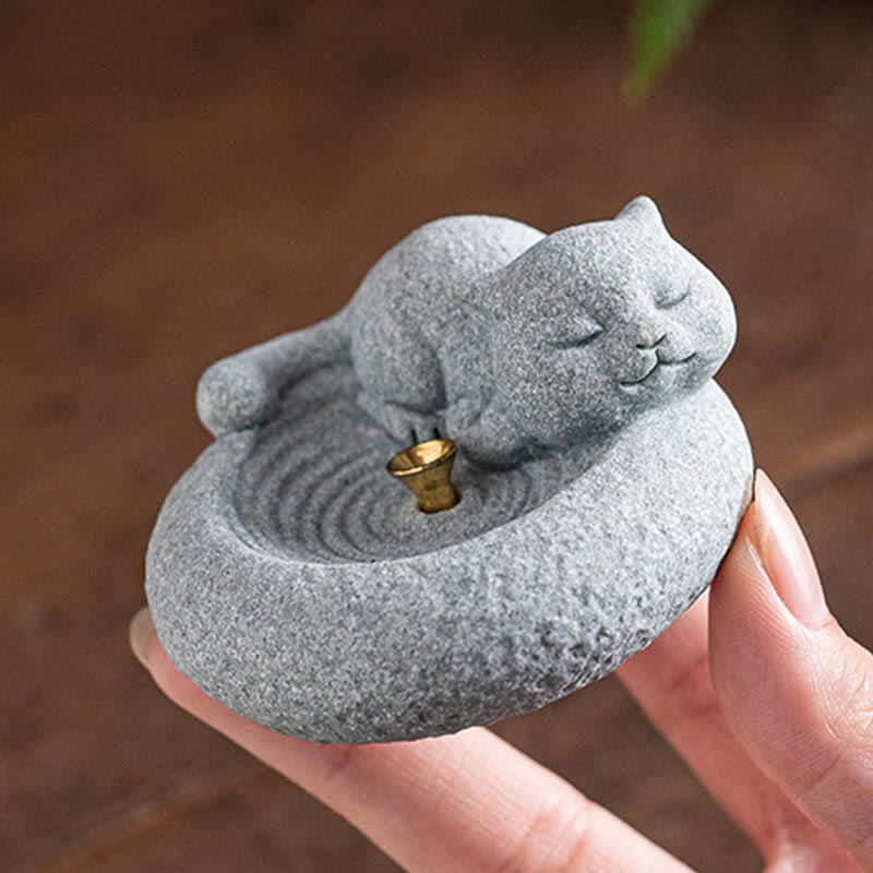 Buddha Stones, süße, faule, stehende Katze, heilender Weihrauchbrenner, Schreibtisch-Dekoration