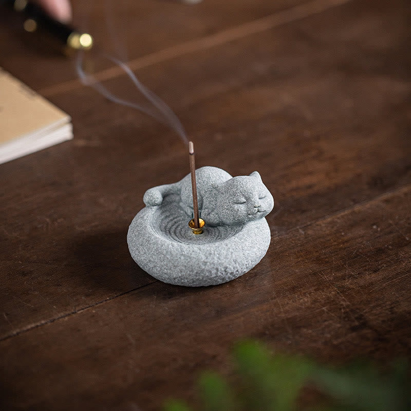 Buddha Stones, süße, faule, stehende Katze, heilender Weihrauchbrenner, Schreibtisch-Dekoration - image 18
