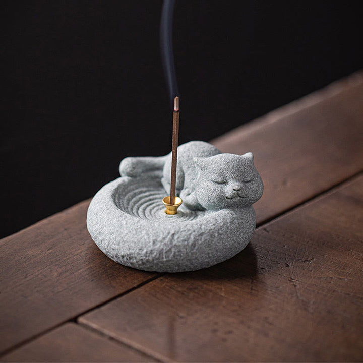 Buddha Stones, süße, faule, stehende Katze, heilender Weihrauchbrenner, Schreibtisch-Dekoration - image 22