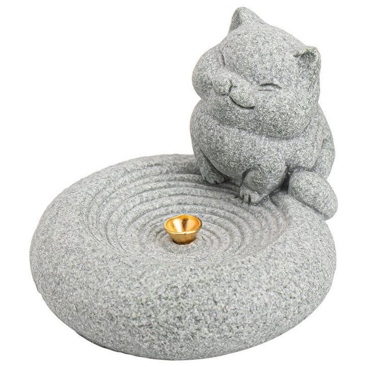 Buddha Stones, süße, faule, stehende Katze, heilender Weihrauchbrenner, Schreibtisch-Dekoration