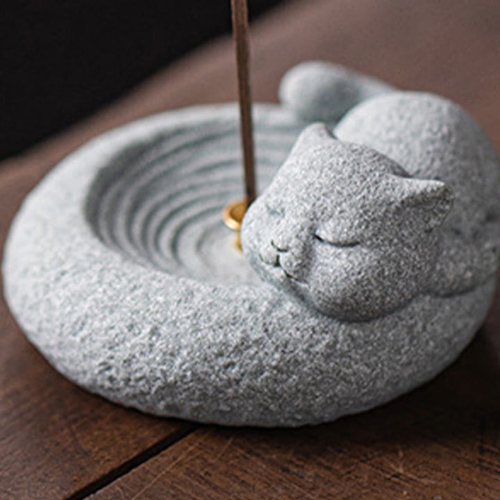 Buddha Stones, süße, faule, stehende Katze, heilender Weihrauchbrenner, Schreibtisch-Dekoration - image 24