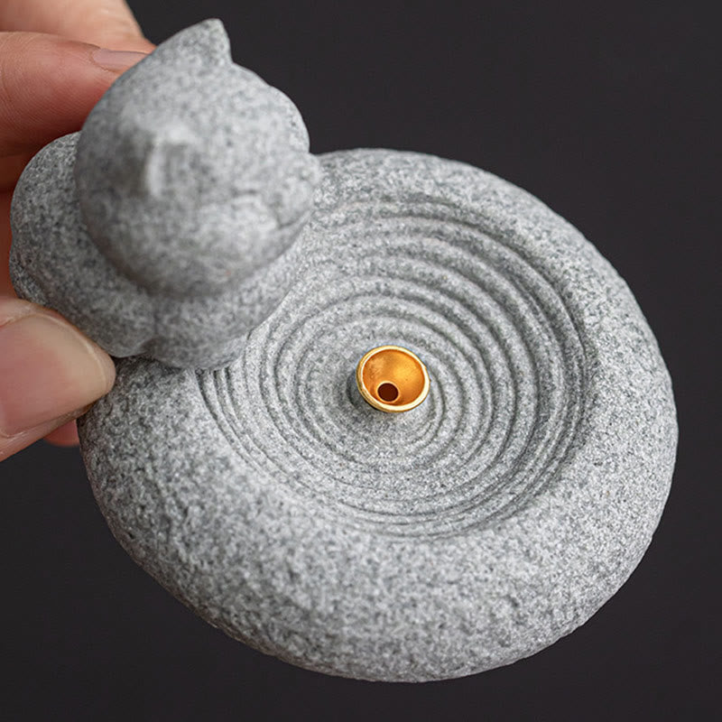 Buddha Stones, süße, faule, stehende Katze, heilender Weihrauchbrenner, Schreibtisch-Dekoration - image 9