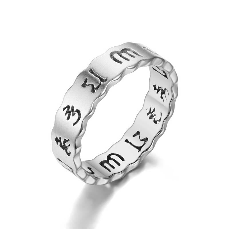 Buddha Stones Tibetischen Hohl Om Mani Padme Hum Titan Stahl Balance Ring