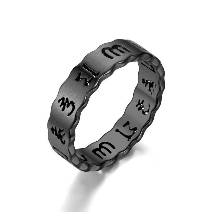Buddha Stones Tibetischen Hohl Om Mani Padme Hum Titan Stahl Balance Ring