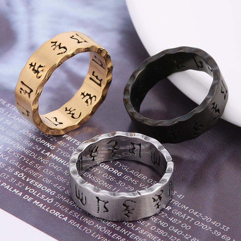 Buddha Stones Tibetischen Hohl Om Mani Padme Hum Titan Stahl Balance Ring