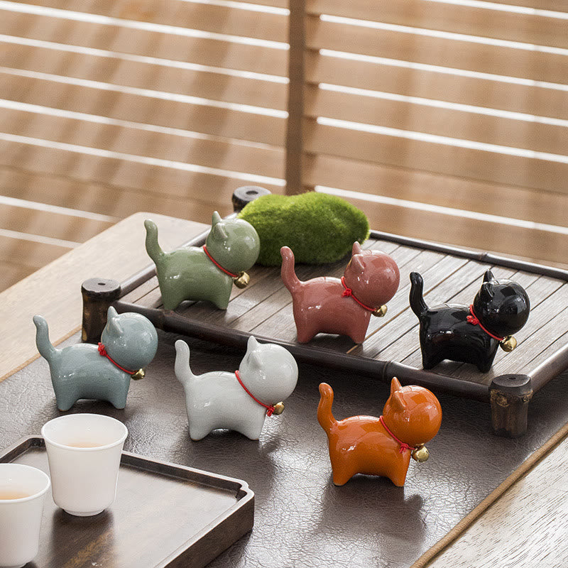 Buddha Stones ​​Mini süße Glück Glocke Katze Tee Haustier Keramik Hause Schreibtisch Figur Dekoration - image 2