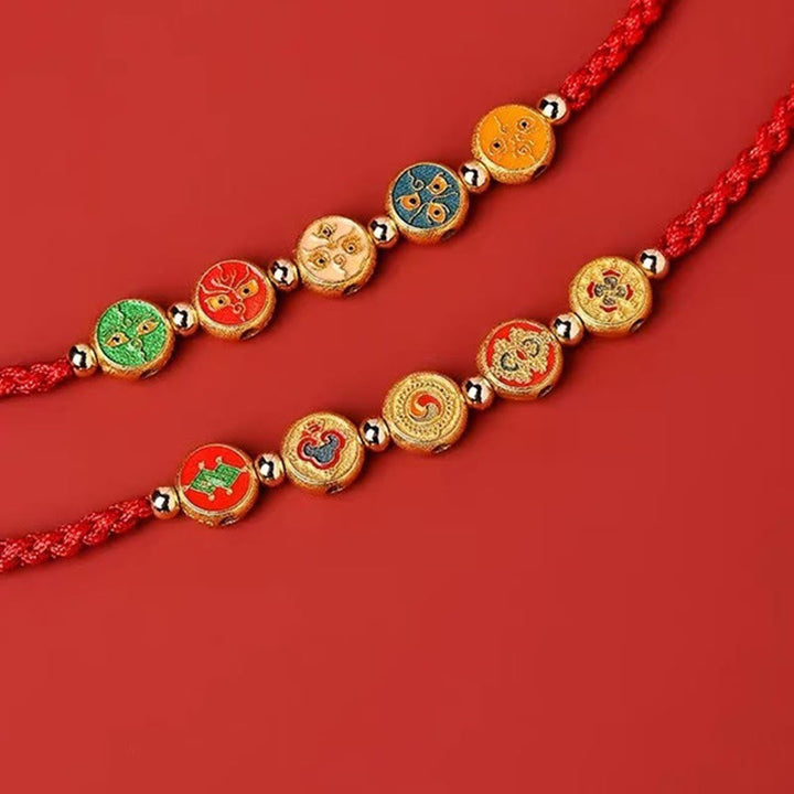 Armband mit Buddha Stones und roter Schnur, 925er Sterlingsilber, fünf Wege, Verbindung zum Gott des Reichtums - image 11