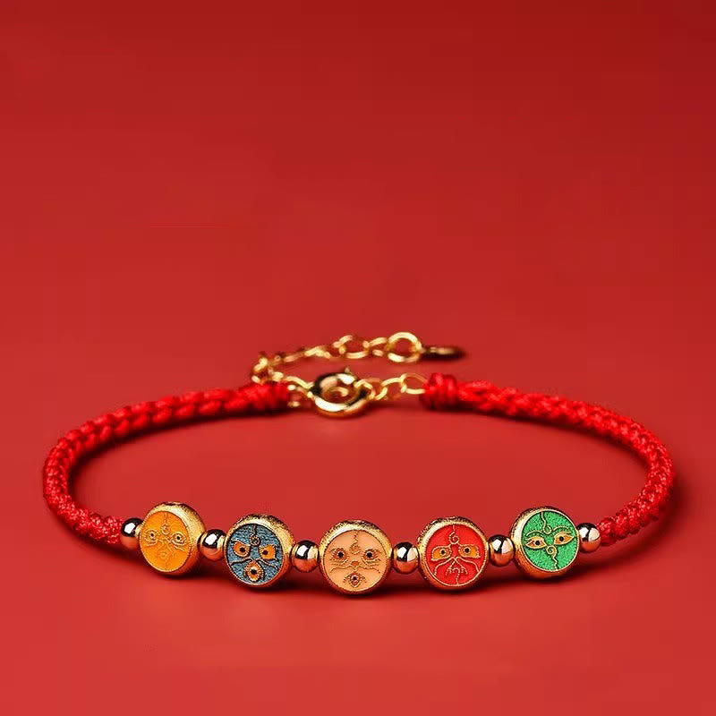 Armband mit Buddha Stones und roter Schnur, 925er Sterlingsilber, fünf Wege, Verbindung zum Gott des Reichtums - image 9