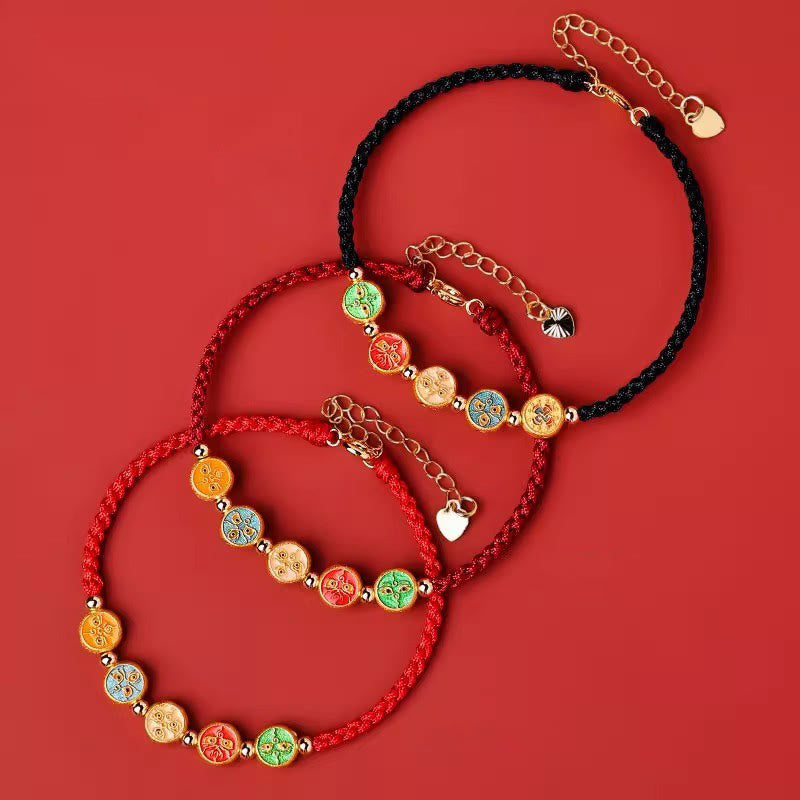 Armband mit Buddha Stones und roter Schnur, 925er Sterlingsilber, fünf Wege, Verbindung zum Gott des Reichtums - image 2