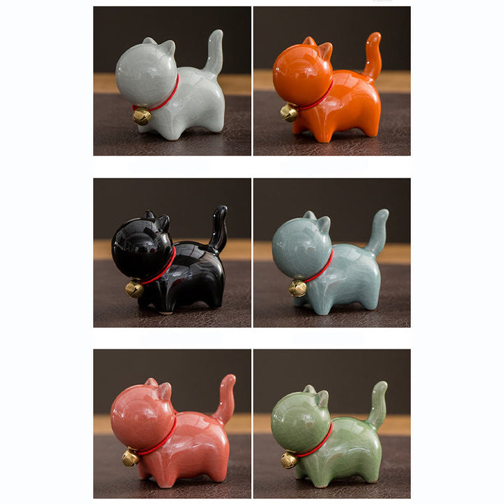 Buddha Stones ​​Mini süße Glück Glocke Katze Tee Haustier Keramik Hause Schreibtisch Figur Dekoration - image 21