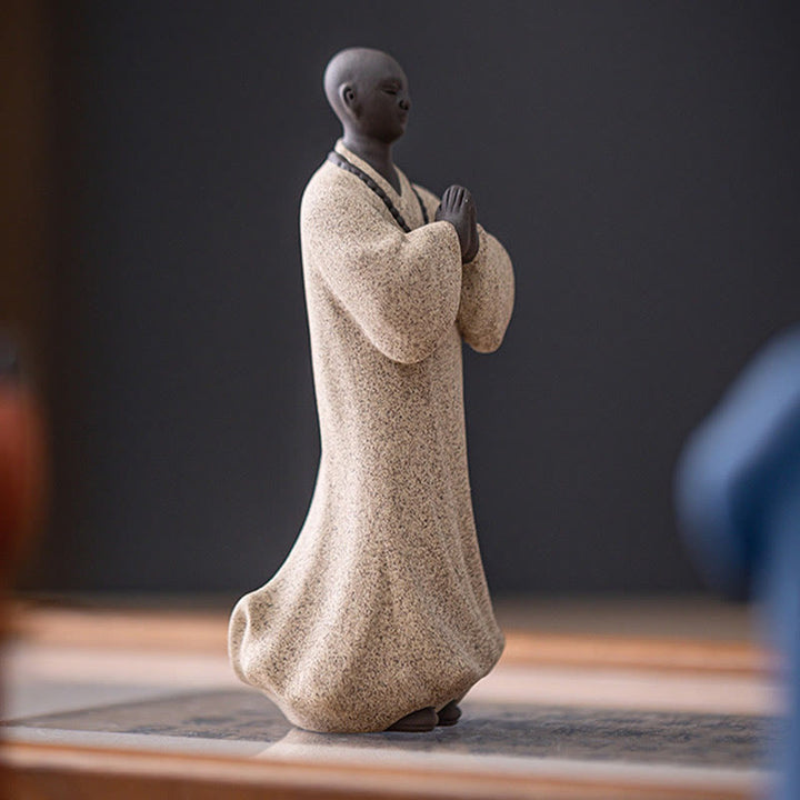 Buddha Stones, meditierend, betender Mönch, Figur aus Keramik, Mitgefühl, Gelassenheit, Heimdekoration - image 16