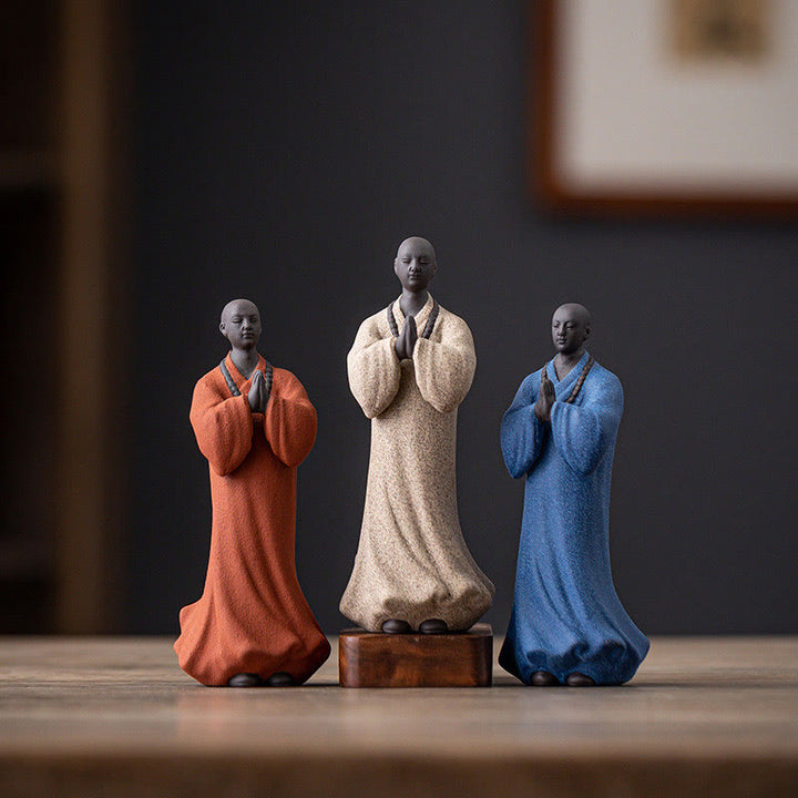 Buddha Stones, meditierend, betender Mönch, Figur aus Keramik, Mitgefühl, Gelassenheit, Heimdekoration - image 1