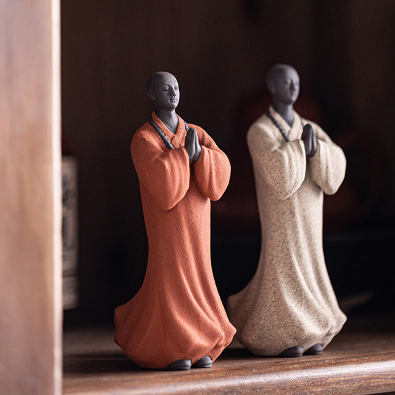 Buddha Stones, meditierend, betender Mönch, Figur aus Keramik, Mitgefühl, Gelassenheit, Heimdekoration