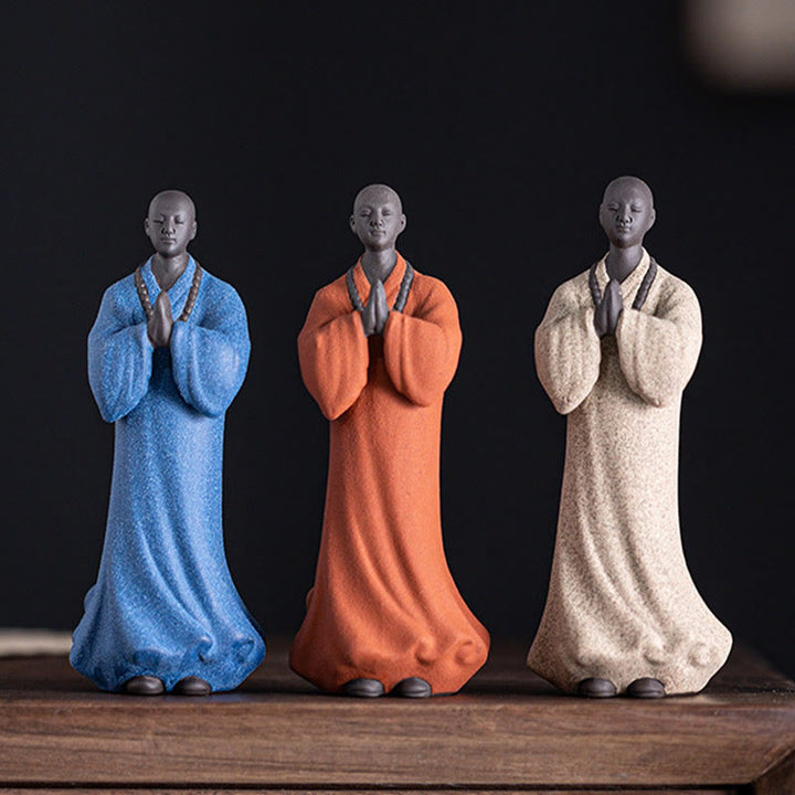 Buddha Stones, meditierend, betender Mönch, Figur aus Keramik, Mitgefühl, Gelassenheit, Heimdekoration - image 0