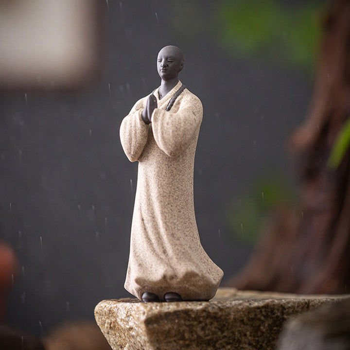 Buddha Stones, meditierend, betender Mönch, Figur aus Keramik, Mitgefühl, Gelassenheit, Heimdekoration