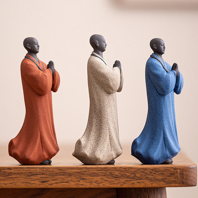 Buddha Stones, meditierend, betender Mönch, Figur aus Keramik, Mitgefühl, Gelassenheit, Heimdekoration - image 3