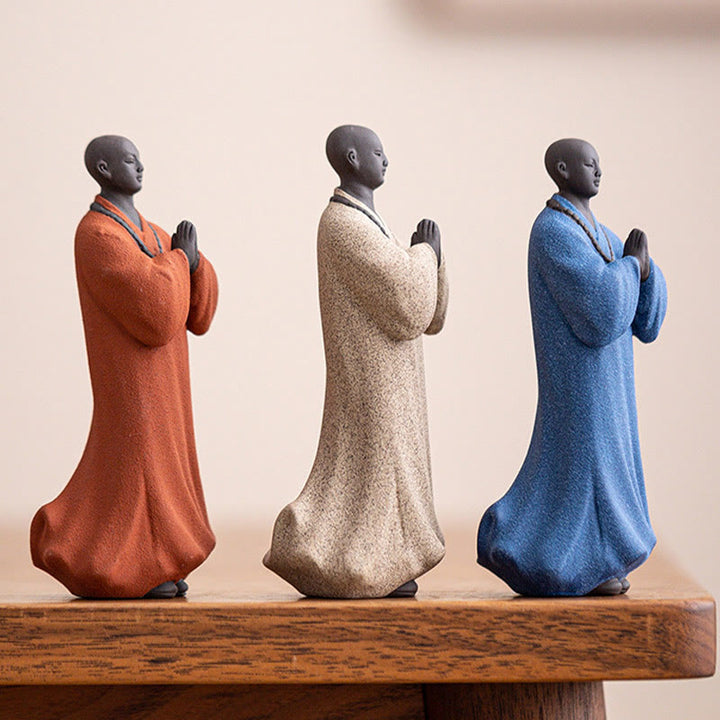 Buddha Stones, meditierend, betender Mönch, Figur aus Keramik, Mitgefühl, Gelassenheit, Heimdekoration - image 3