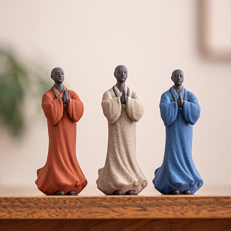 Buddha Stones, meditierend, betender Mönch, Figur aus Keramik, Mitgefühl, Gelassenheit, Heimdekoration - image 2