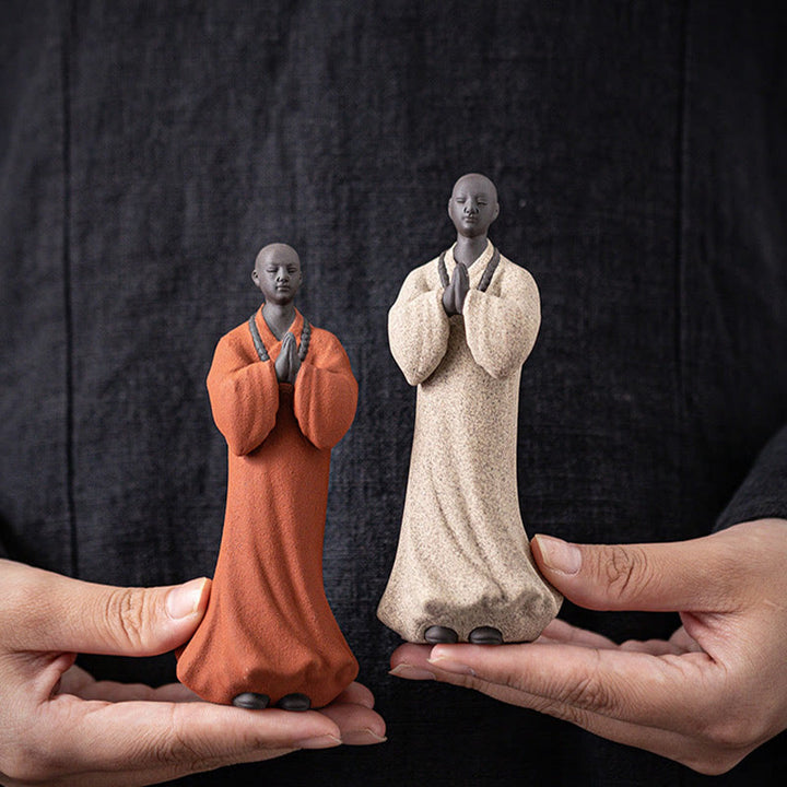 Buddha Stones, meditierend, betender Mönch, Figur aus Keramik, Mitgefühl, Gelassenheit, Heimdekoration - image 8
