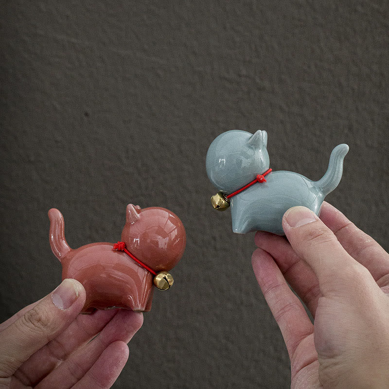 Buddha Stones ​​Mini süße Glück Glocke Katze Tee Haustier Keramik Hause Schreibtisch Figur Dekoration - image 19